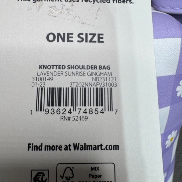 Knotted Shoulder Bag Lavender Sunrise Gingham By No Boundaries One Size - Picture 3 of 6